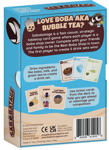 Sabobatage Base Game - Box Back